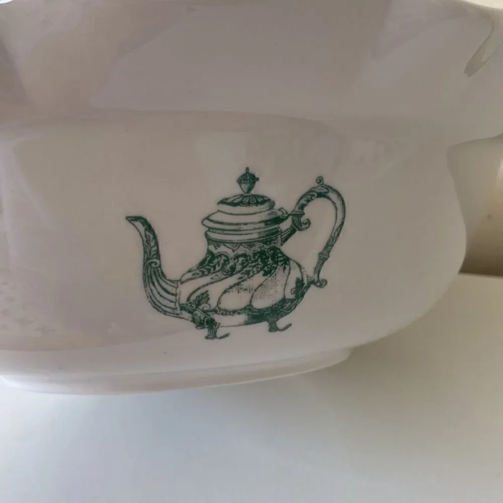 Anthropologie Large Serving Bowl White Floral Decorated Fleur 13”